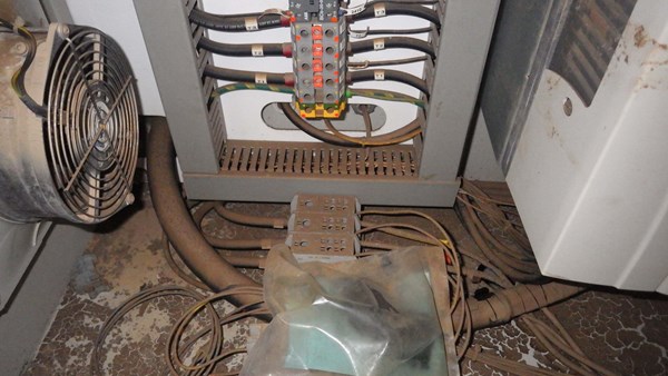 OMAX Waterjet Cutter Control Cabinet Before Decontamination